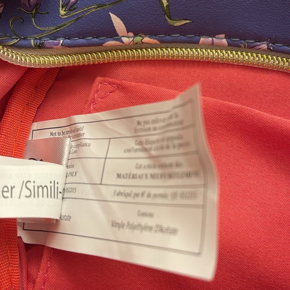 Rare Disney Loungelfy blue floral tinker bell mini backpack. Great condition. - Picture 7 of 7